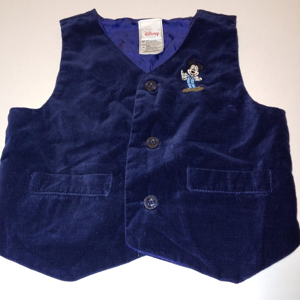 Disney Mickey Mouse Velvet Vest Ebmroidered Size 3T Dark Blue from Disney Store